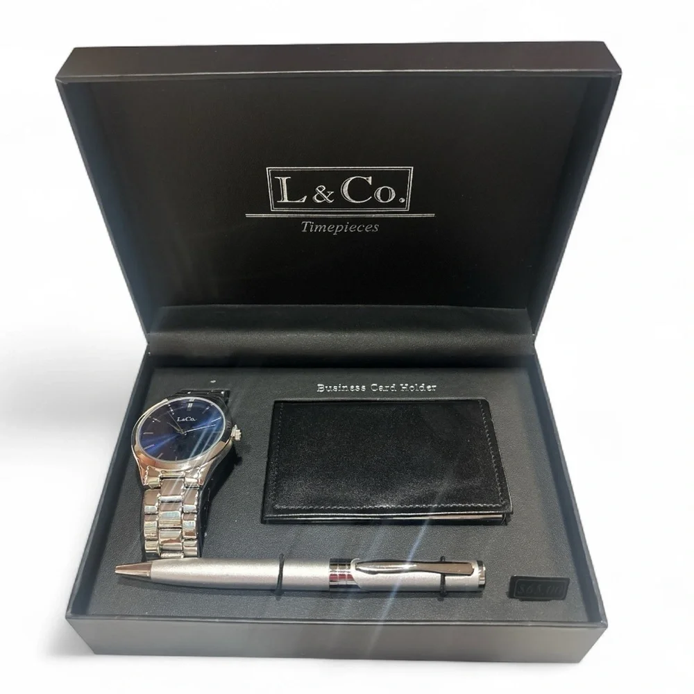 L&Co. Silver and Blue Watch Set